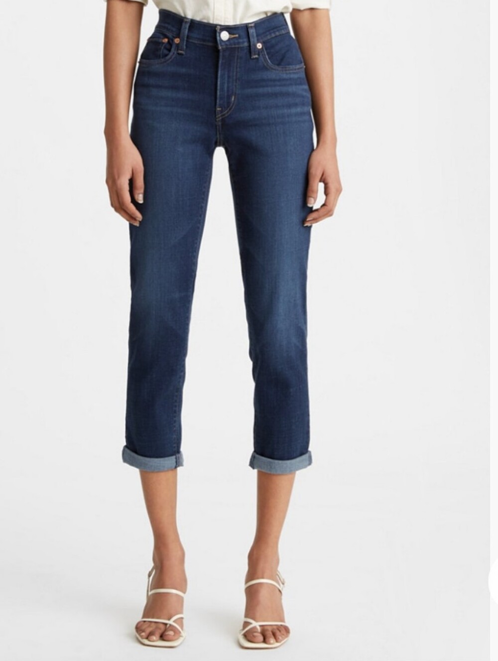 Levi's Women's Dark Blue Cropped Relaxed Boyfriend Jeans, Size 29 and 30